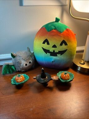 Squishmallows Halloween Pumpkin & Scentsy Bat& 3 Halloween Candles